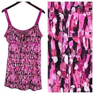 Catalina Swimsuit Swimdress Sz 2X 18W 20W Pink Black One Pc. Slimming Cruise